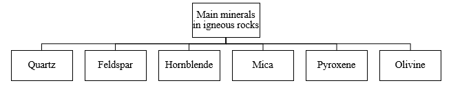 Hierarchy showing the Main Minerals in Igneous Rocks