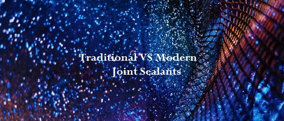 Decorative background image with text of traditional vs modern joint sealants